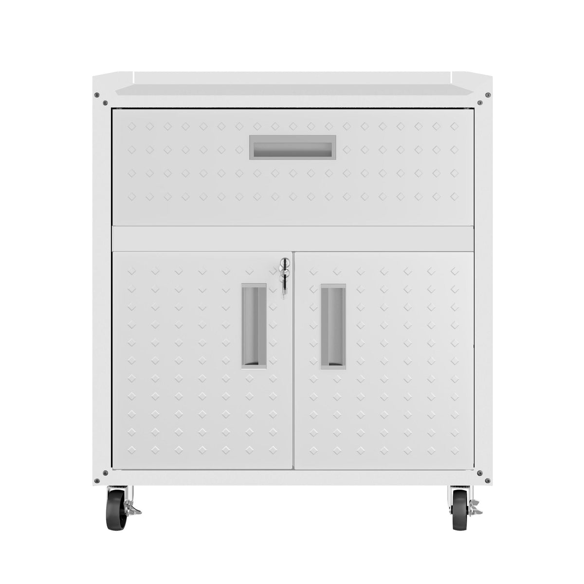 Mobile garage cabinet with locking system by HouseOfZazla gray white dark gray on casters on Tampa Home & Garden Store