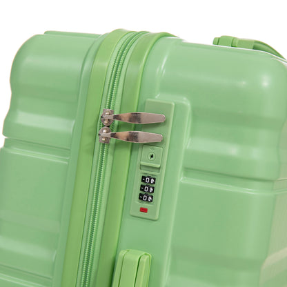 Luggage HIFINE Tourist 3-Piece Spinner Wheel Set in Green, close-up of zipper and combo lock on Tampa Home & Garden Store