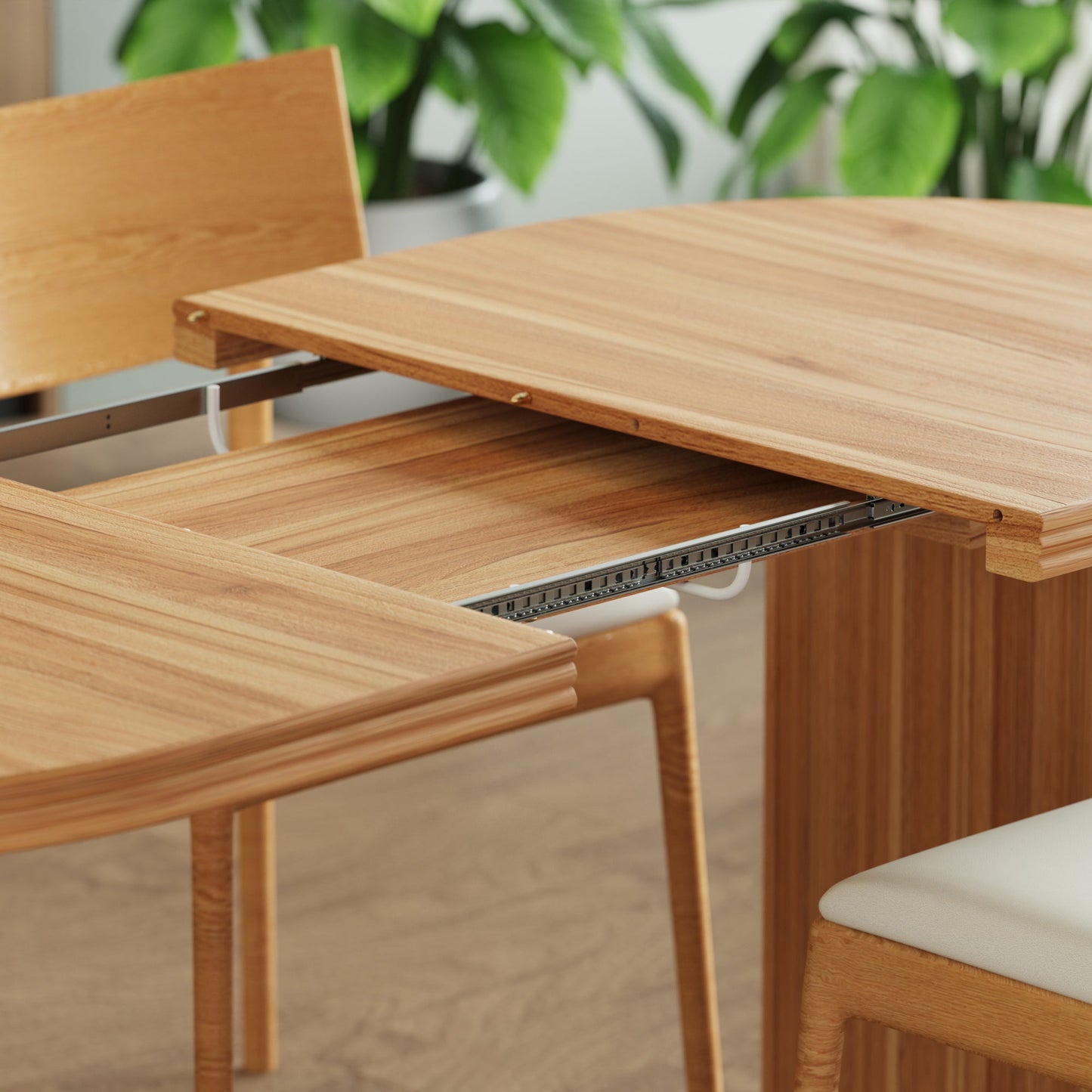 Modern extendable dining table with removable extension leaves in natural wood by HouseOfZazla on Tampa Home & Garden Store
