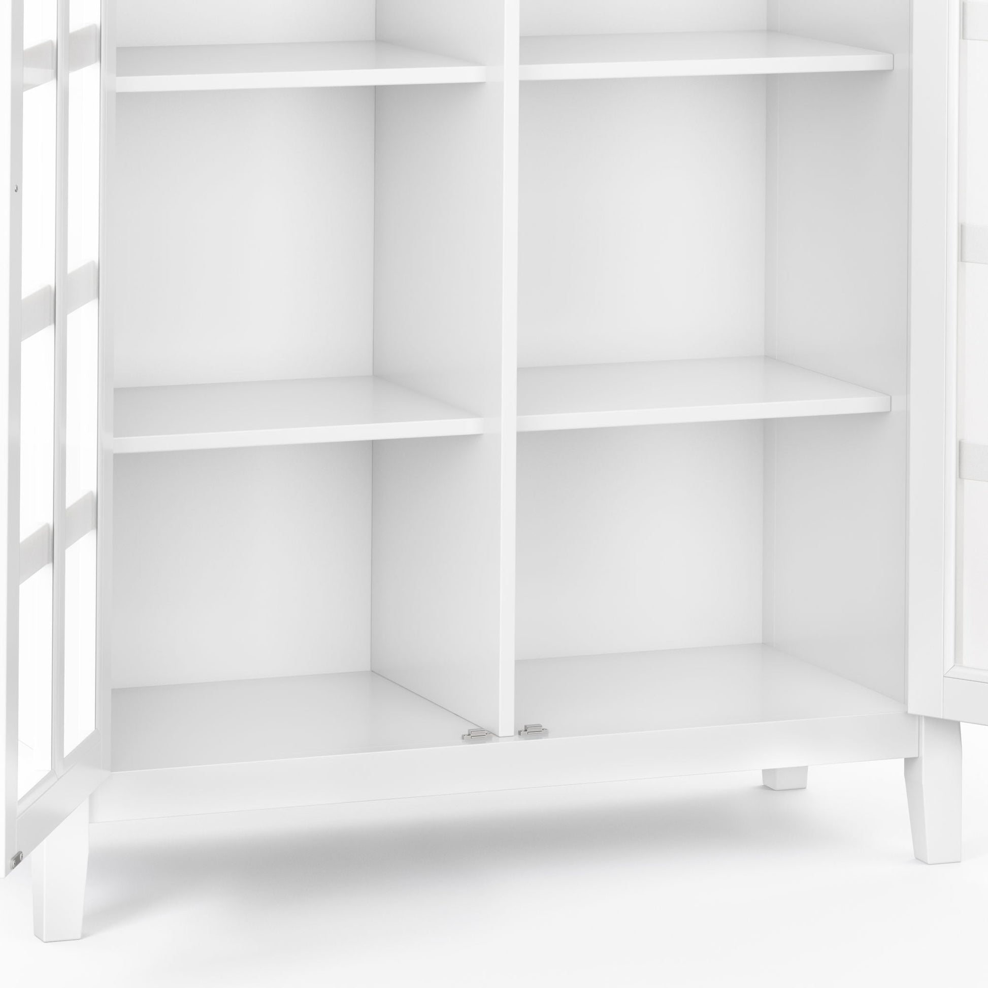 Acadian medium storage cabinet with white finish and open grid shelves on Tampa Home & Garden Store