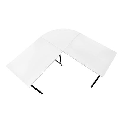 L-shaped white corner computer desk with black metal legs, contemporary design on Tampa Home & Garden Store