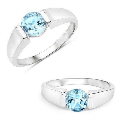 Ring sterling silver with round blue topaz centerpiece, 1.05ct on Tampa Home & Garden Store