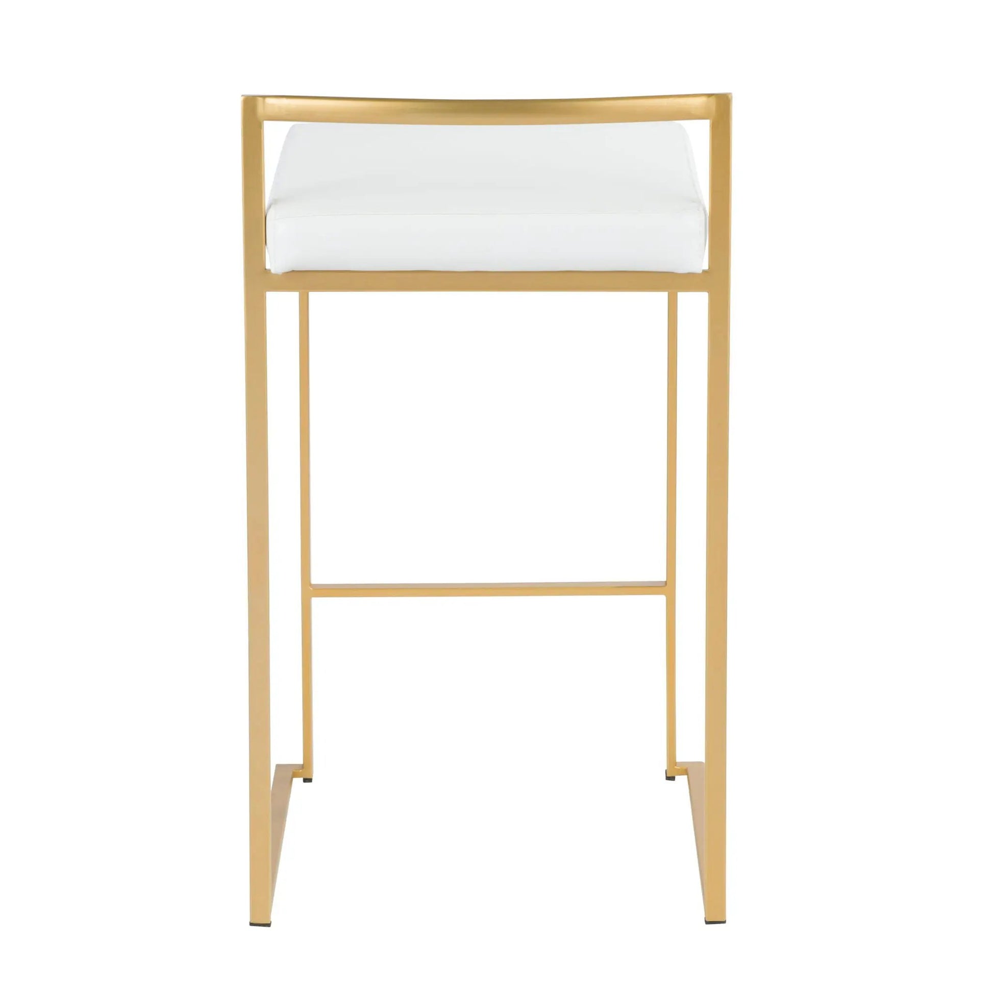 Fuji Contemporary Glam counter stools set of 2 with white upholstered seat and gold metal frame on Tampa Home & Garden Store