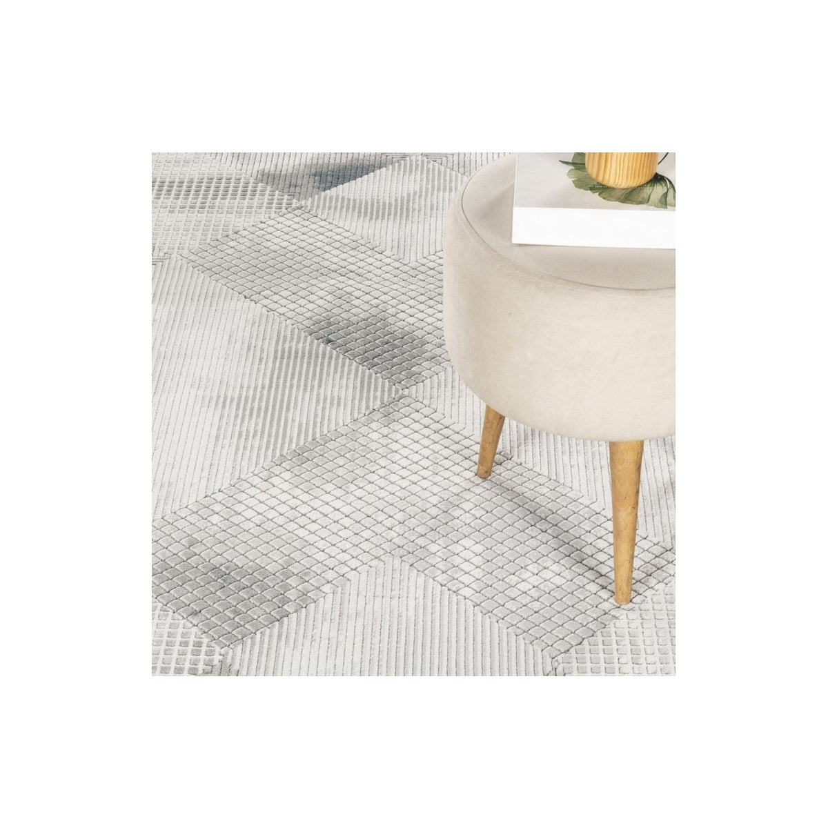 Geometric 3D Area Rug Layered Texture Gray Ivory by HouseOfZazla on Tampa Home & Garden Store