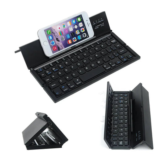 Mini Bluetooth Foldable Keyboard in black with built-in phone stand for laptop on Tampa Home & Garden Store