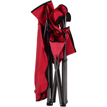Portable folding beach canopy chair GemGear red with cup holders, folded compact on Tampa Home & Garden Store