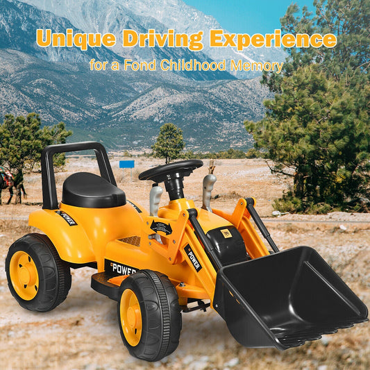 Kids Ride On Excavator Digger 6V Battery Powered Tractor-Yellow - Tampa Home & Garden Store