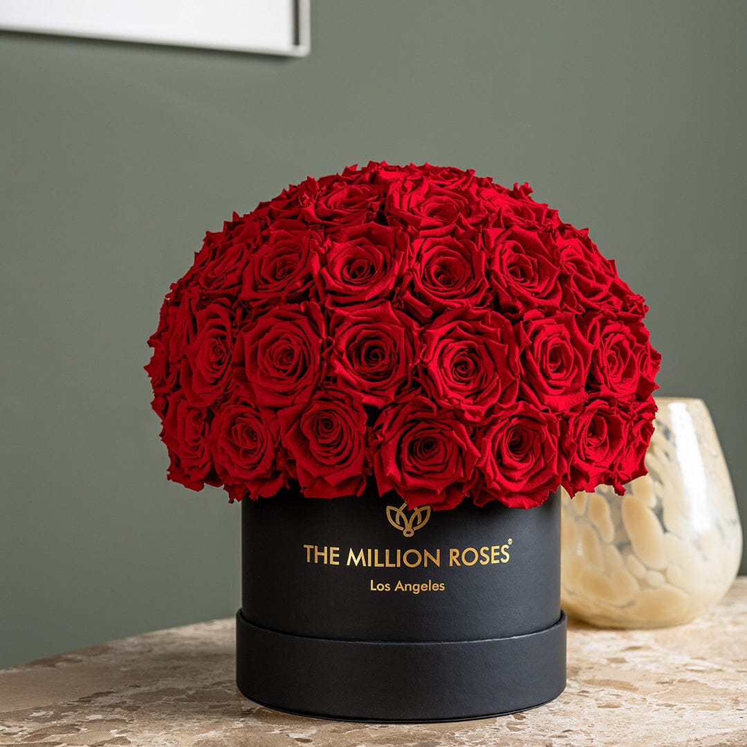 Classic Black Superdome Box with red roses by The Million Roses on Tampa Home & Garden Store