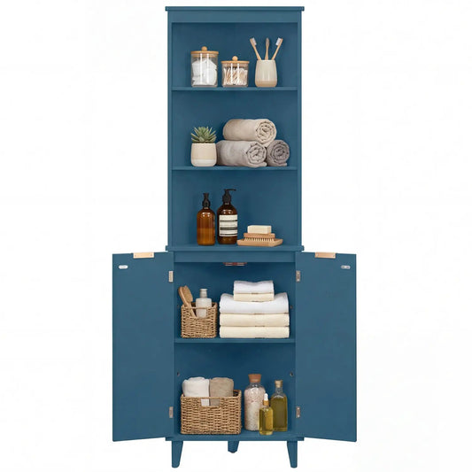 68 Inch Tall Bathroom Floor Cabinet Fluted Doors
