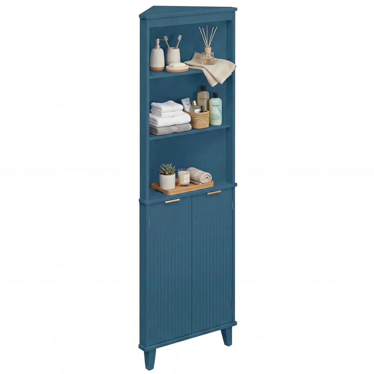 68 Inch Tall Bathroom Floor Cabinet Fluted Doors