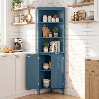68 Inch Tall Bathroom Floor Cabinet Fluted Doors