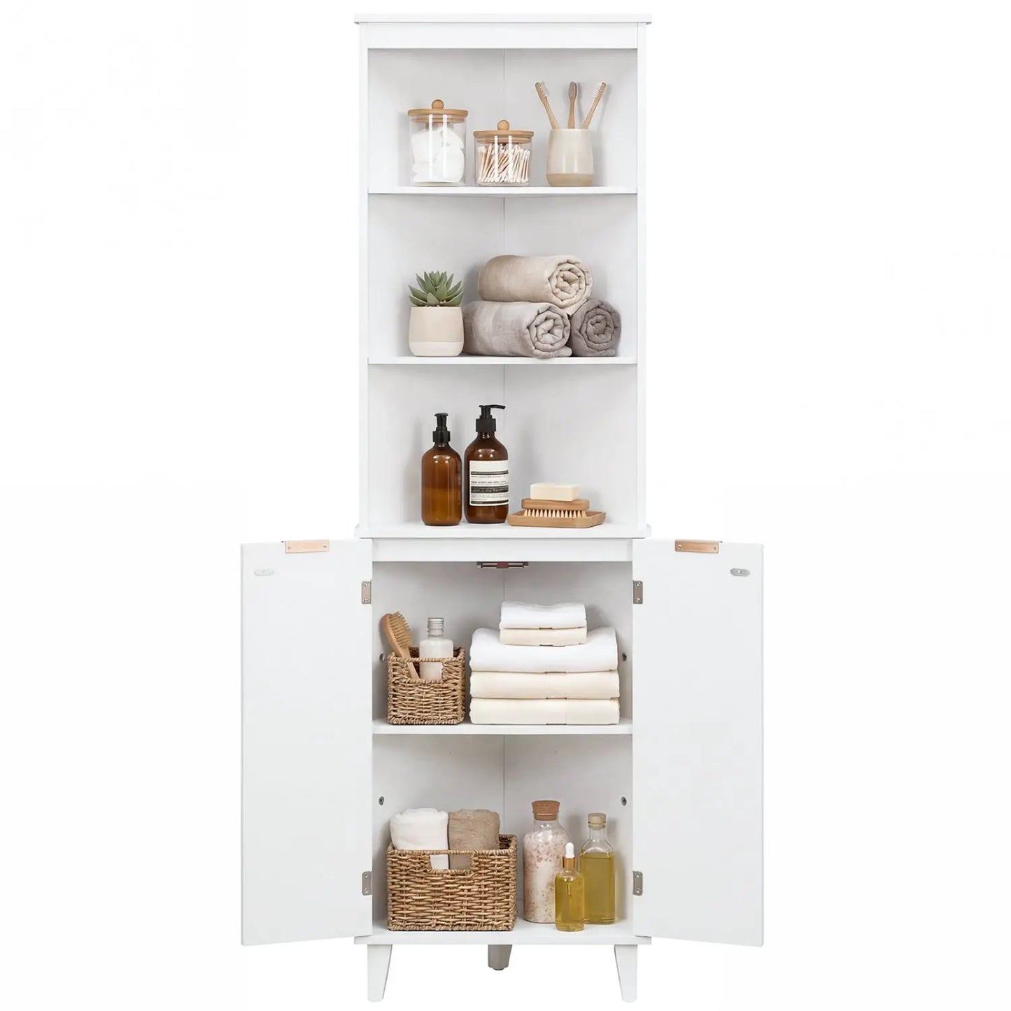 68 Inch Tall Bathroom Floor Cabinet Fluted Doors