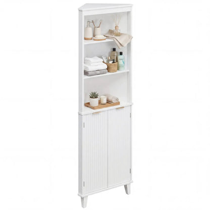 68 Inch Tall Bathroom Floor Cabinet Fluted Doors