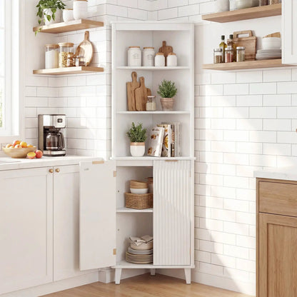 68 Inch Tall Bathroom Floor Cabinet Fluted Doors