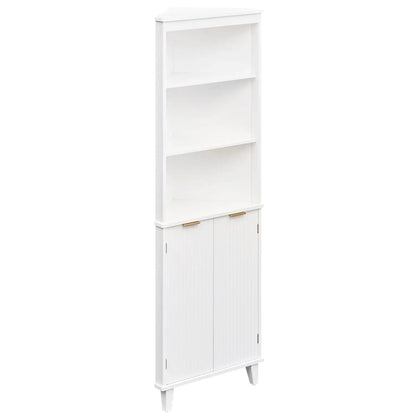 68 Inch Tall Bathroom Floor Cabinet Fluted Doors