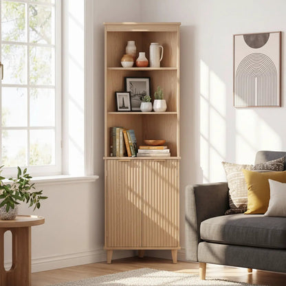 Corner Cabinet With Fluted Doors for Bathroom