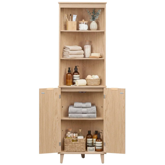 Corner Cabinet With Fluted Doors for Bathroom
