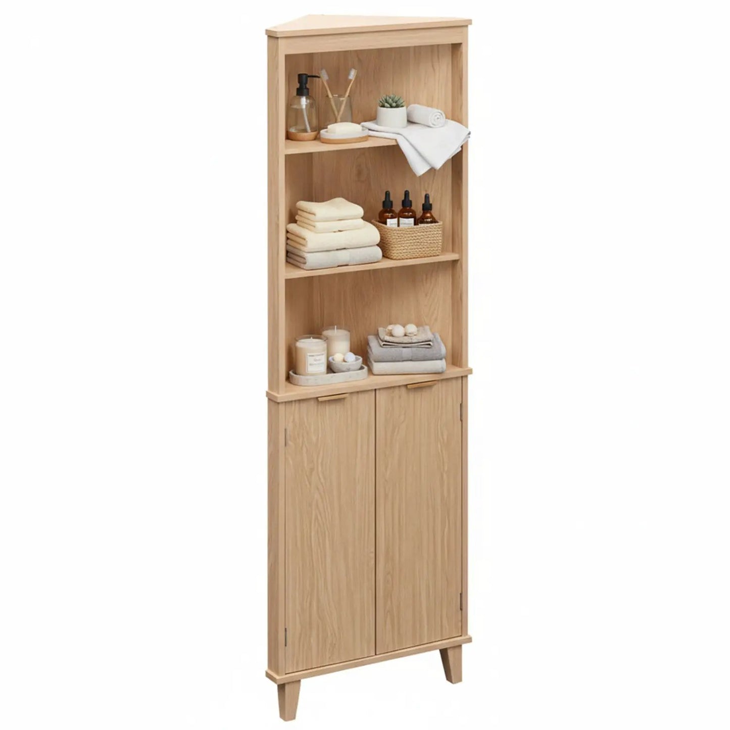 Corner Cabinet With Fluted Doors for Bathroom