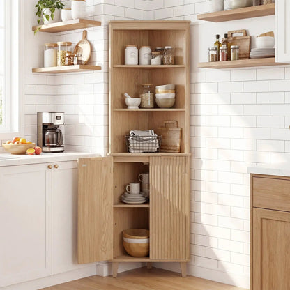 Corner Cabinet With Fluted Doors for Bathroom