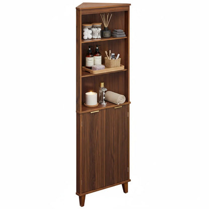 Corner Cabinet With Fluted Doors for Bathroom