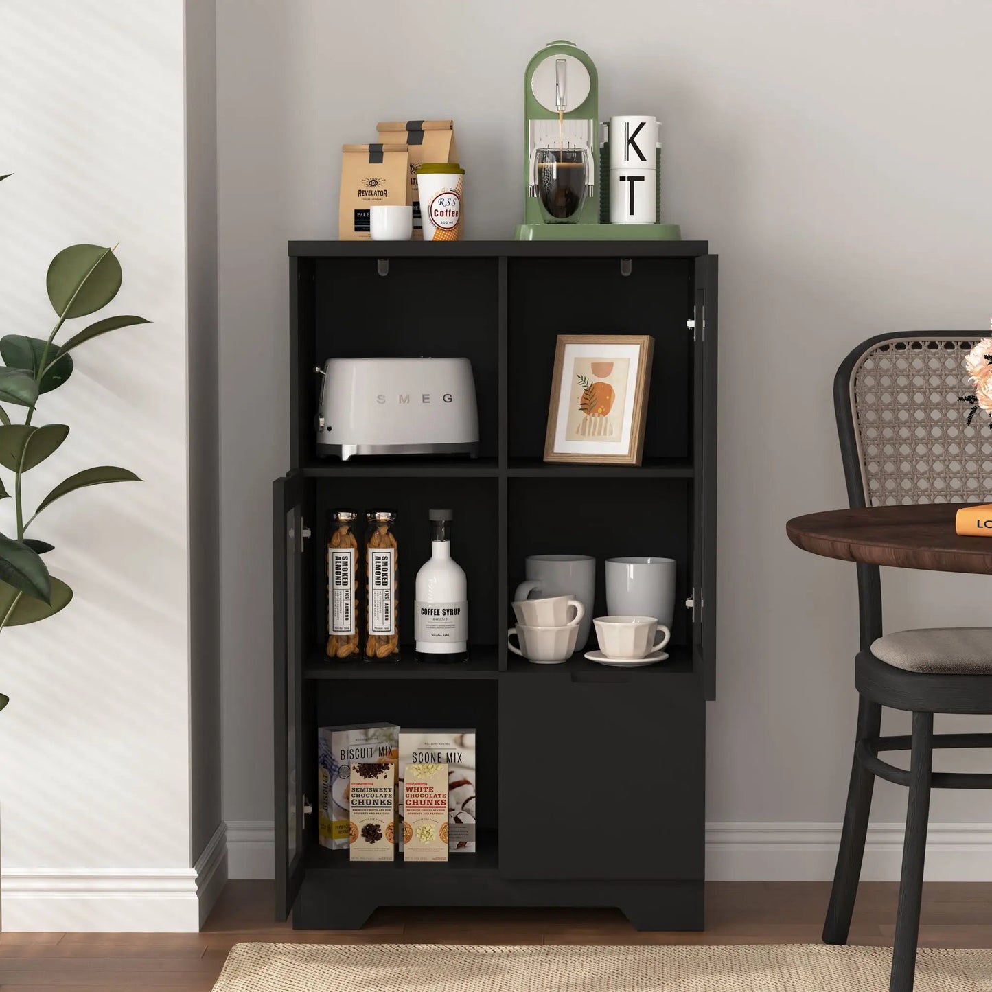 Modern Cabinet with Glass Doors and Drawer