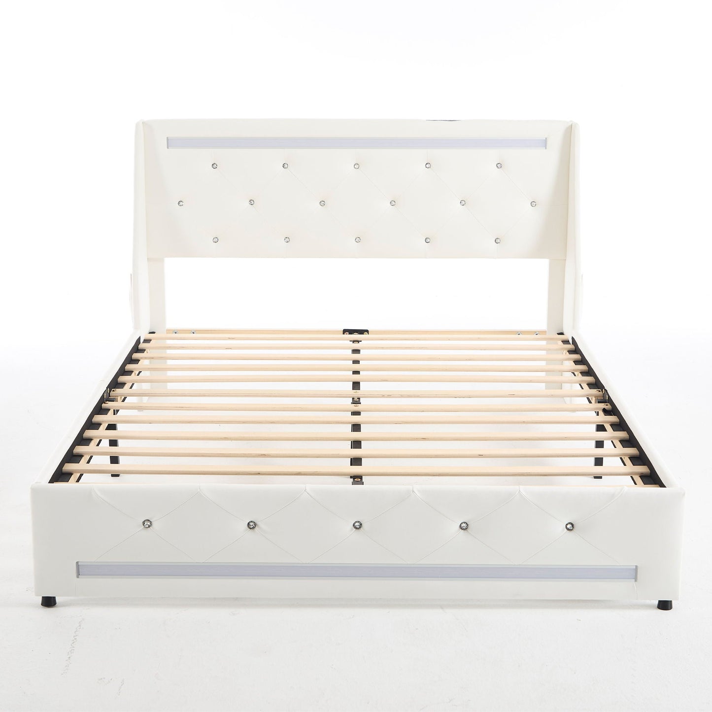 Wingback Upholstered Bed Frame Led and Usb