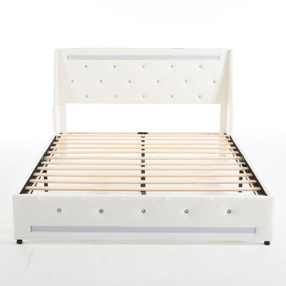 Wingback Upholstered Bed Frame Led and Usb