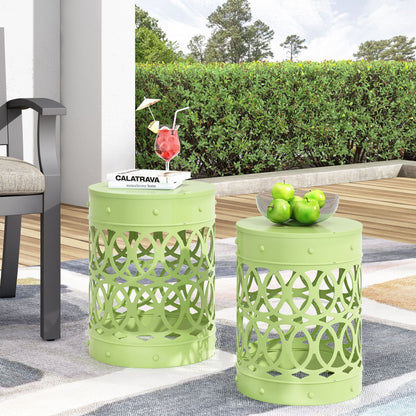 Outdoor Metal Side Tables Set of Two for Patio