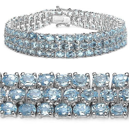 Bracelet 26.20 ct genuine blue topaz .925 silver by Bids.com, blue stones, secure clasp on Tampa Home & Garden Store
