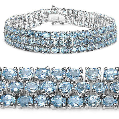 Bracelet 26.20 ct genuine blue topaz .925 silver by Bids.com, blue stones, secure clasp on Tampa Home & Garden Store