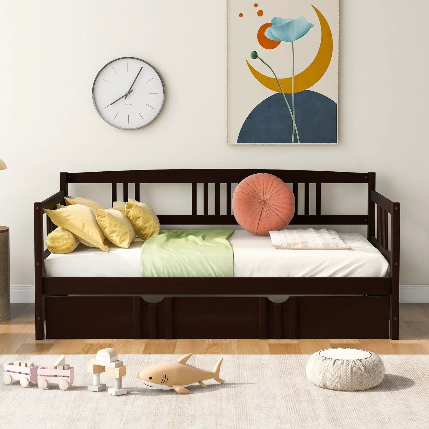 Multifunctional modern daybed storage bed in dark wood with drawers by Unique Piece Furniture on Tampa Home & Garden Store