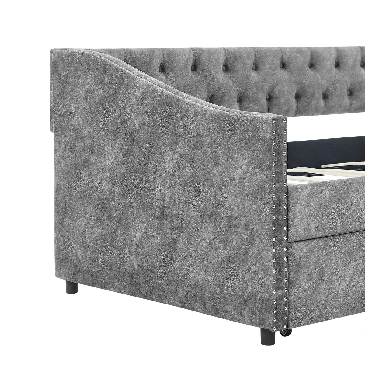 Upholstered Tufted Daybed with Storage Drawers