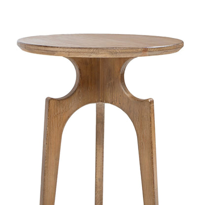 Antique brown round side table in reclaimed pine Carmel with pedestal base on Tampa Home & Garden Store