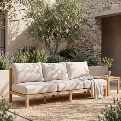Outdoor Acacia Wood Rope Braided 3 Seater Sofa