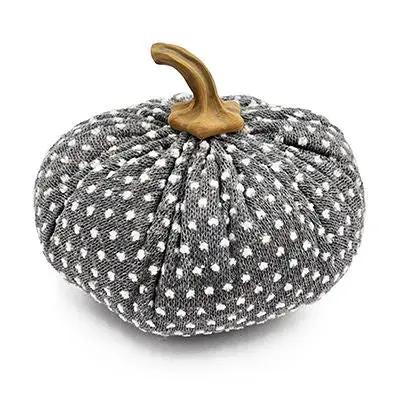 Pumpkin Ornament Set of 3 in Gray Polka Dots