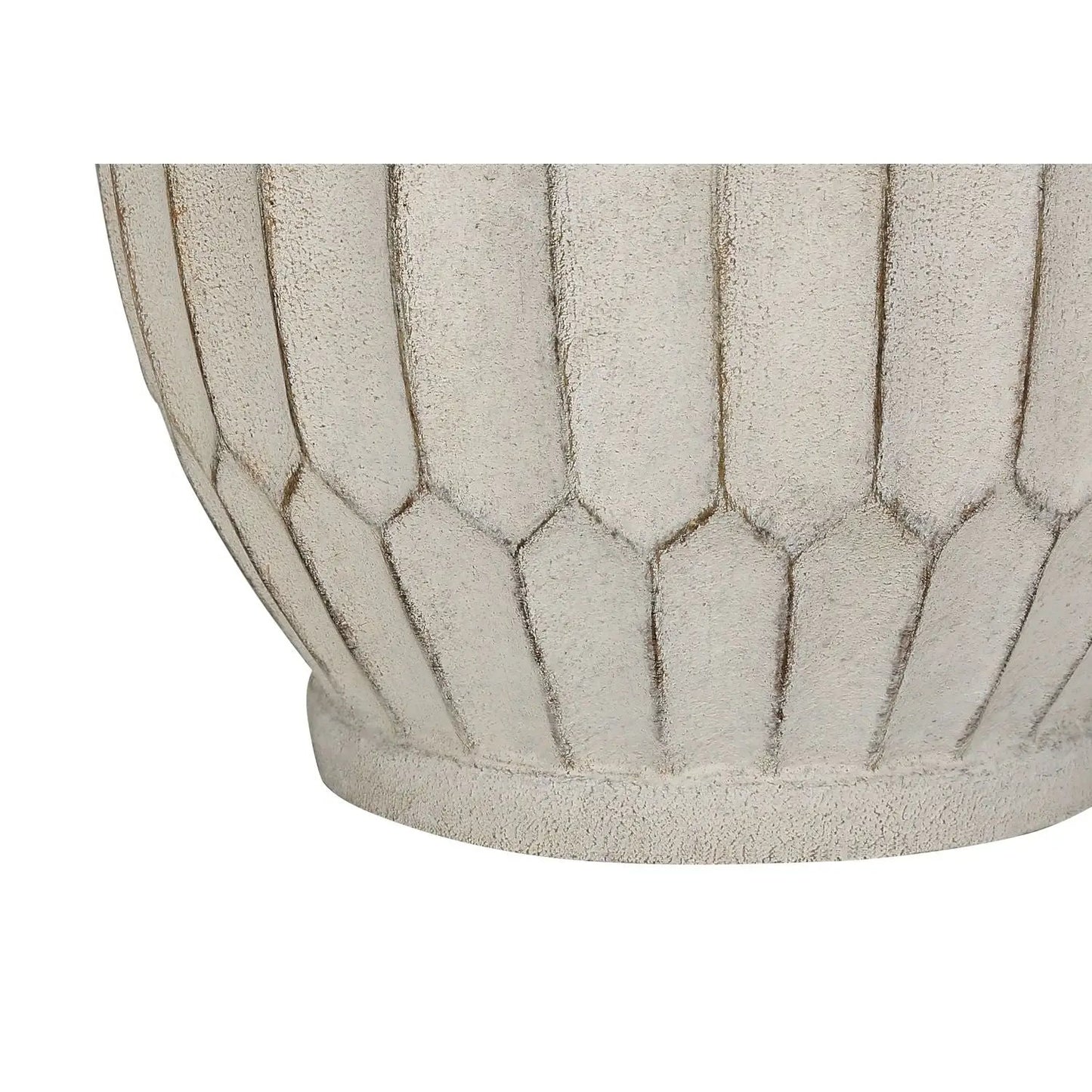 Table lamp base in cream textured ceramic with vertical faceted panels, transitional style on Tampa Home & Garden Store
