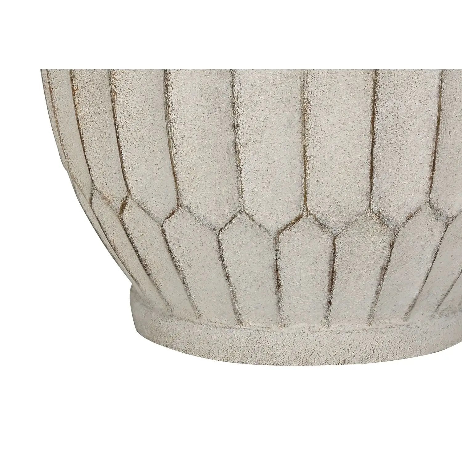 Table lamp base in cream textured ceramic with vertical faceted panels, transitional style on Tampa Home & Garden Store