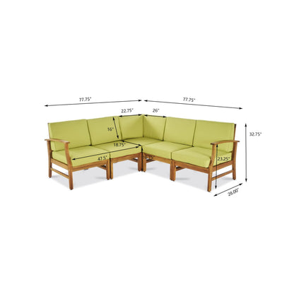Perla 5 Piece Acacia Wood and Cushion Patio Set
