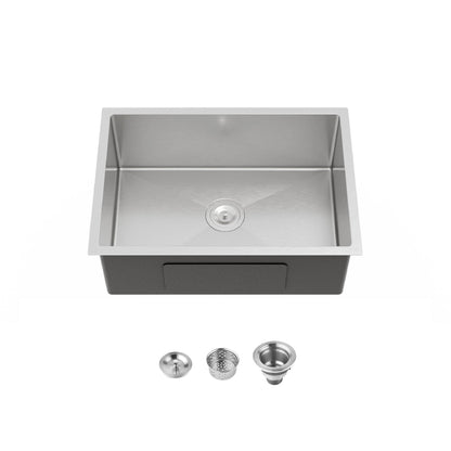 Undermount stainless steel sink 27x19 single handmade brushed nickel bowl with drain on Tampa Home & Garden Store