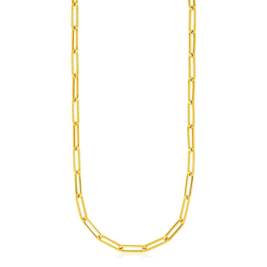 14k yellow gold textured paperclip chain necklace 3.5mm Bids.com on Tampa Home & Garden Store