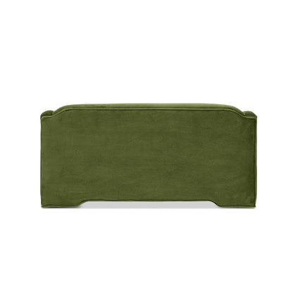 Paloma 35.5in Dog Sofa Bed olive green velvet back view with curved top edge on Tampa Home & Garden Store