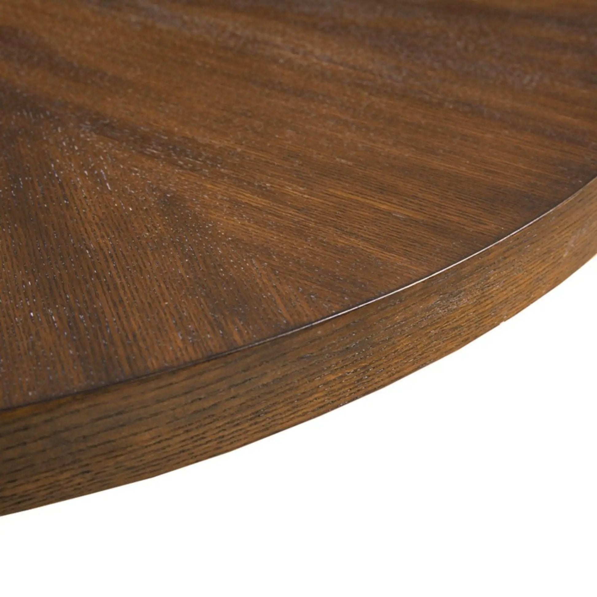 Round coffee table with solid veneer top in dark walnut finish on Tampa Home & Garden Store