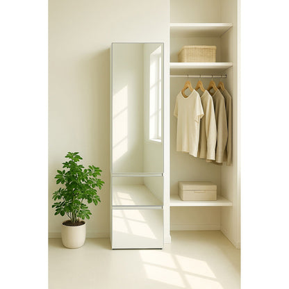 Slim modular closet cabinet with mirror in white; triple wardrobe with hanging rail on Tampa Home & Garden Store