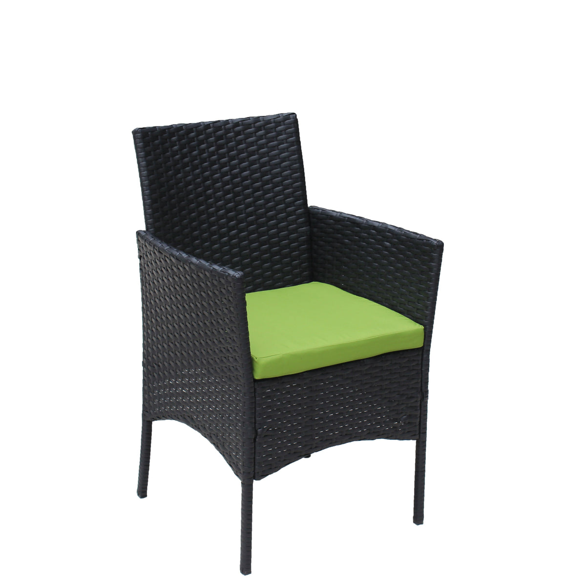 Rattan patio chair with lime green cushion in black wicker, HouseOfZazla outdoor furniture on Tampa Home & Garden Store