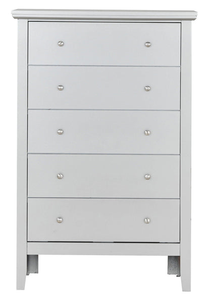 Primo Accent Chest HouseOfZazla silver finish with six drawers and brushed nickel knobs on Tampa Home & Garden Store