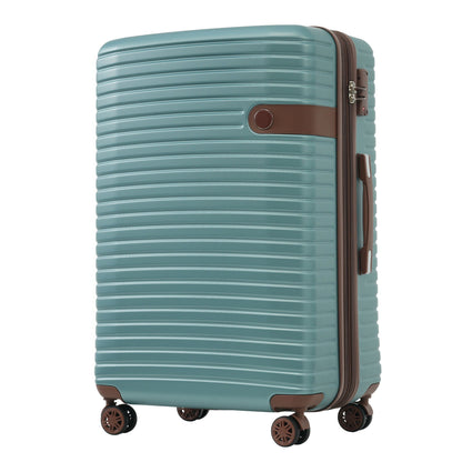4 Piece Luggage Set hard shell teal suitcase with brown trim and spinner wheels on Tampa Home & Garden Store