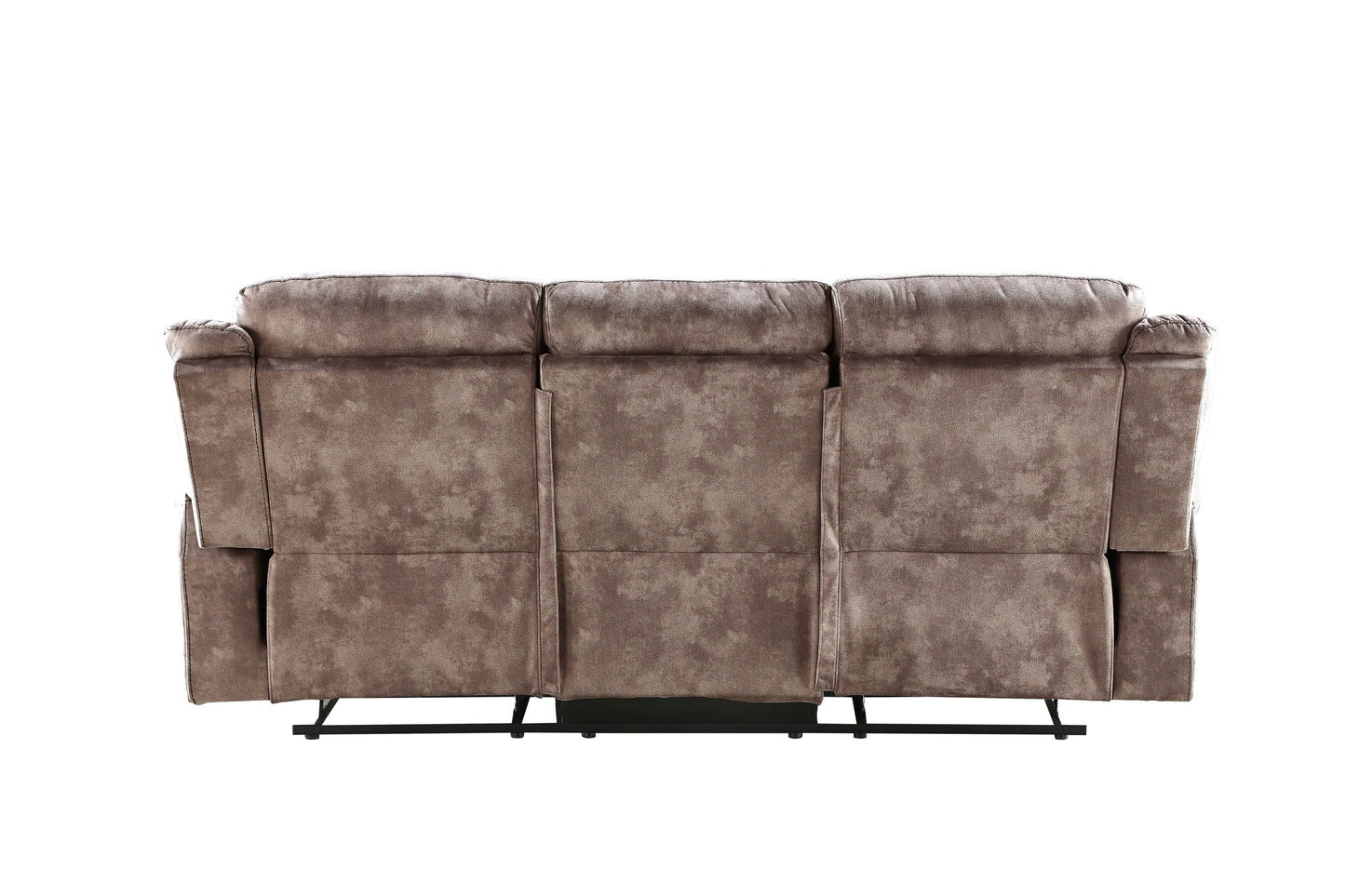 Zubaida Two Tone 3 Piece Recliner Living Room Set brown upholstery with cushions on Tampa Home & Garden Store