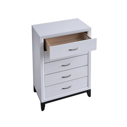 5-drawer dovetail chest in gray and white by HouseOfZazla, silver handles, black legs on Tampa Home & Garden Store