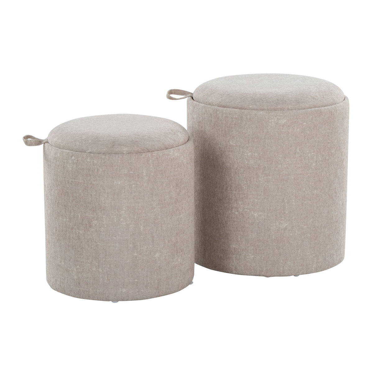 Contemporary nesting ottoman set with flip tray top, beige fabric, 2-piece HouseOfZazla on Tampa Home & Garden Store