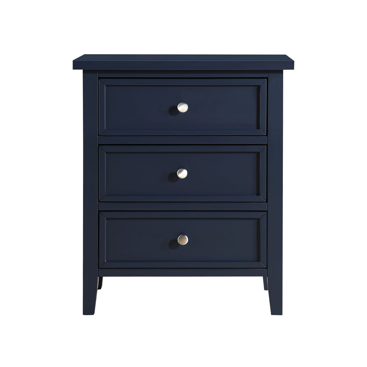 3 Drawer Nightstand navy blue finish with silver knob pulls by HouseOfZazla on Tampa Home & Garden Store
